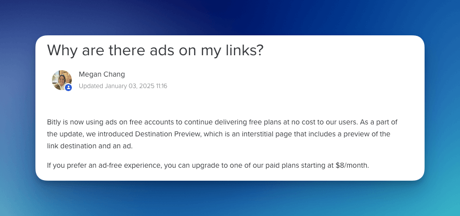 Bitly Showing Ads