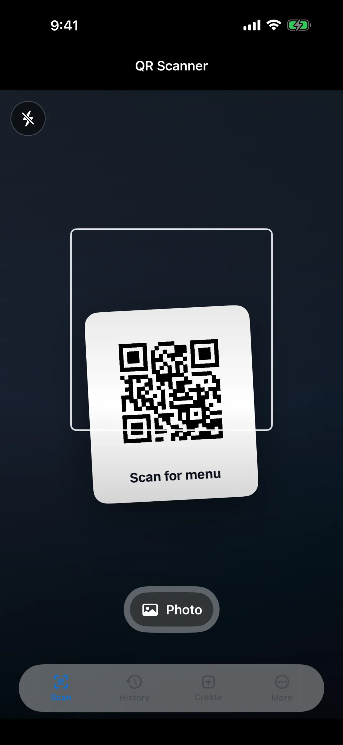 Scanning a QR code with the free QR Code Scanner app on iPhone