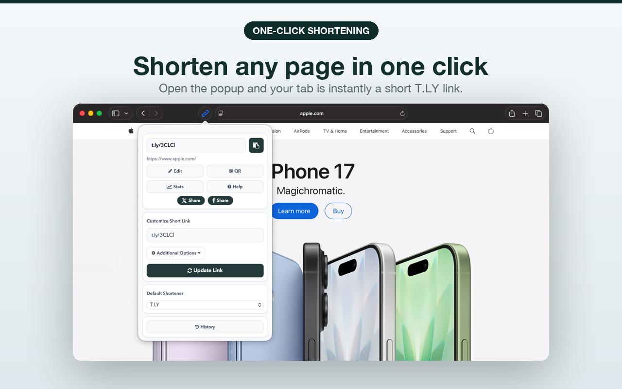 T.LY Link Shortener Extension Now Supports Safari
