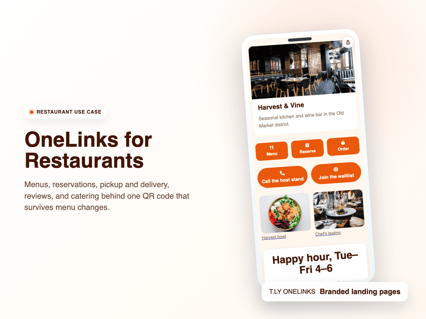T.LY restaurant OneLink use case preview.