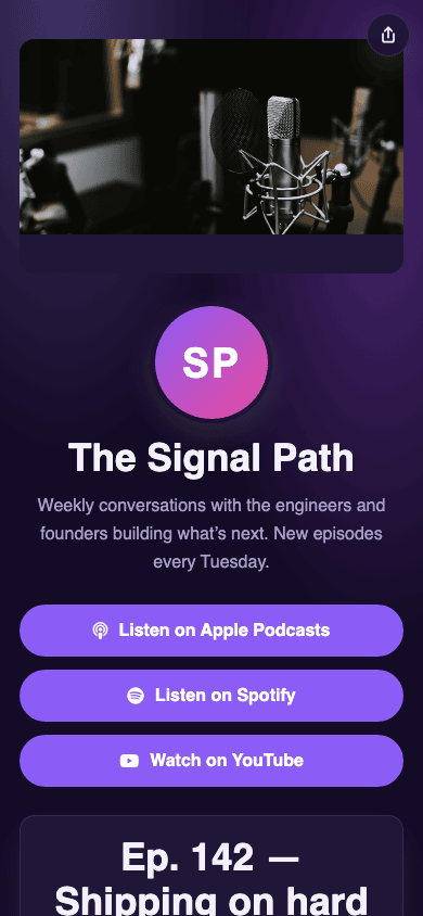 T.LY podcast OneLink example screenshot.