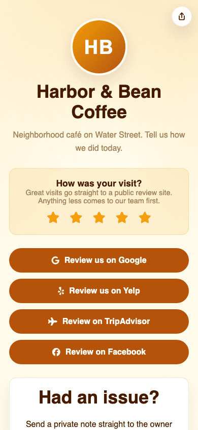 T.LY review link hub OneLink example screenshot.