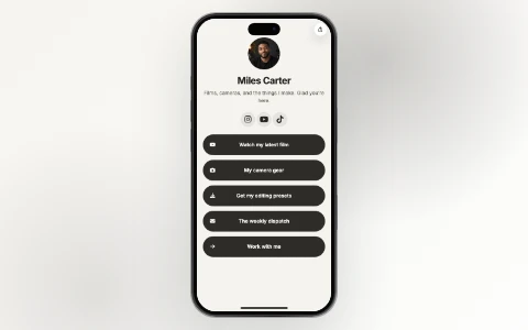 Creator Studio link in bio template