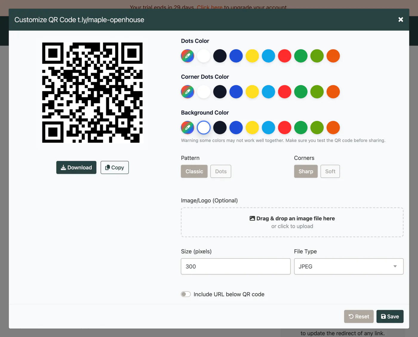 T.LY QR customizer for a real estate property link.